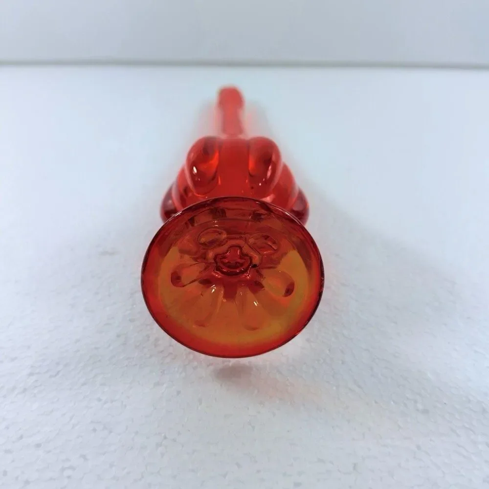 Vintage Viking Glass Swung Vase Amberina Persimmon Mid Century Modern 14